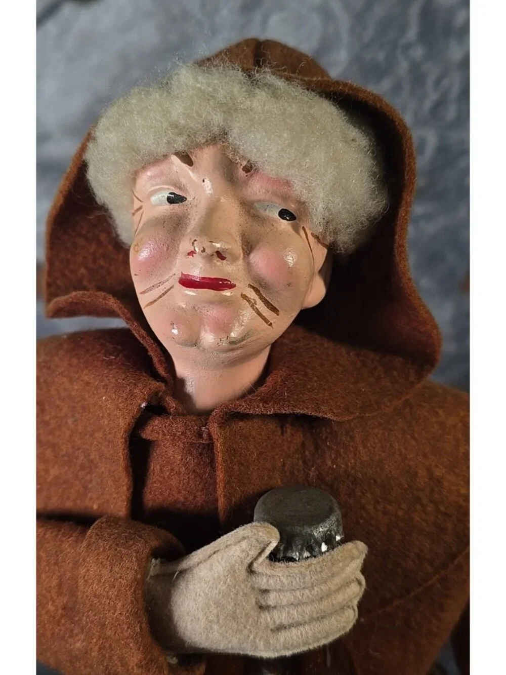 Vtg Folk Art Handmade Monk Doll Bottle Cover Wine Liquor 15